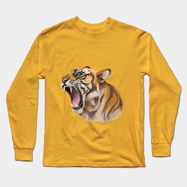 Roaring Tiger Face Long Sleeve T-Shirt by Graffix